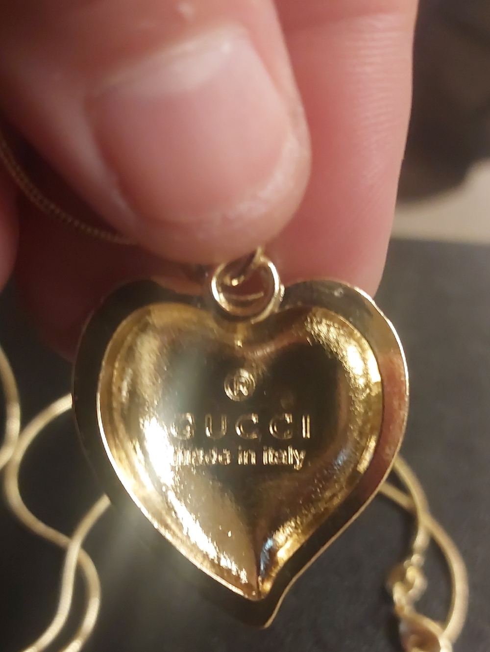 Gucci Purple and Orange Heart Lightning Pendant Necklace 18KT GP - Picture 3 of 3